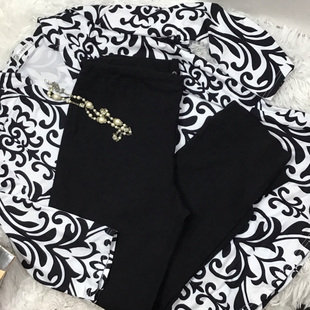 Clara SunWoo black stretch pull on pants + free top